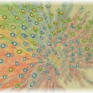 Liberty London Vintage Peacock Scarf 100% Silk